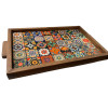 woodlinehome el yapımı çini desenli ahşap seramik tepsi WDLMFT001 woodlinehome el yapımı çini desenli ahşap seramik tepsi WDLMFT001