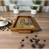 woodlinehome el yapımı çini desenli ahşap seramik tepsi WDLMFT005