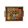 woodlinehome el yapımı çini desenli ahşap seramik tepsi WDLMFT005