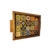 woodlinehome el yapımı çini desenli ahşap seramik tepsi WDLMFT005
