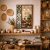 woodlinehome el yapımı ahşap seramik meksika desen ayna WDLAY006 woodlinehome el yapımı ahşap seramik meksika desen ayna WDLAY006