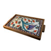 woodlinehome el yapımı çini lale desenli ahşap seramik tepsi WDLMFT006