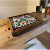 woodlinehome el yapımı çini lale desenli ahşap seramik tepsi WDLMFT007