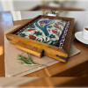 woodlinehome el yapımı çini lale desenli ahşap seramik tepsi WDLMFT007