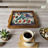 woodlinehome el yapımı çini lale desenli ahşap seramik tepsi WDLMFT007