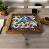woodlinehome el yapımı çini lale desenli ahşap seramik tepsi WDLMFT007